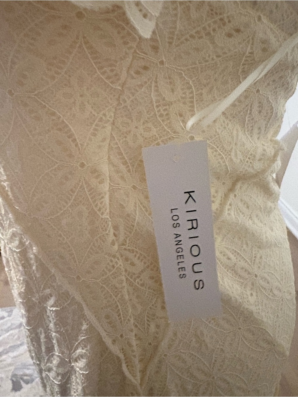 Cream Lace High-Low Slip Dress with Ruffle Detail - Picture 6 of 6